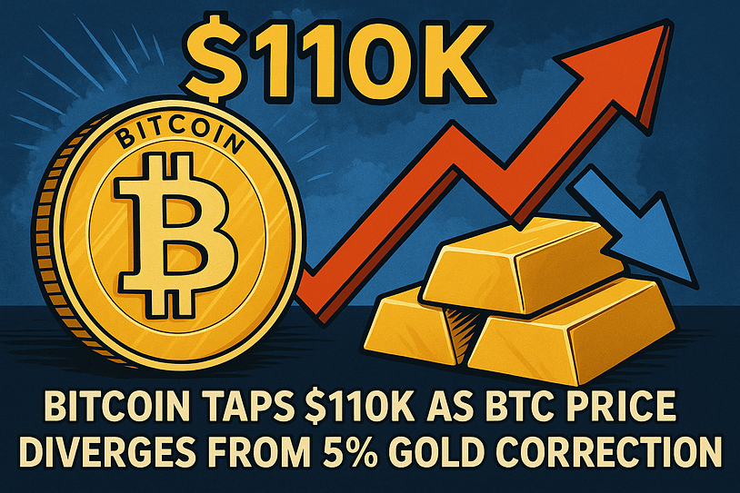 Bitcoin Taps $110K as BTC Price Diverges from 5% Gold Correction