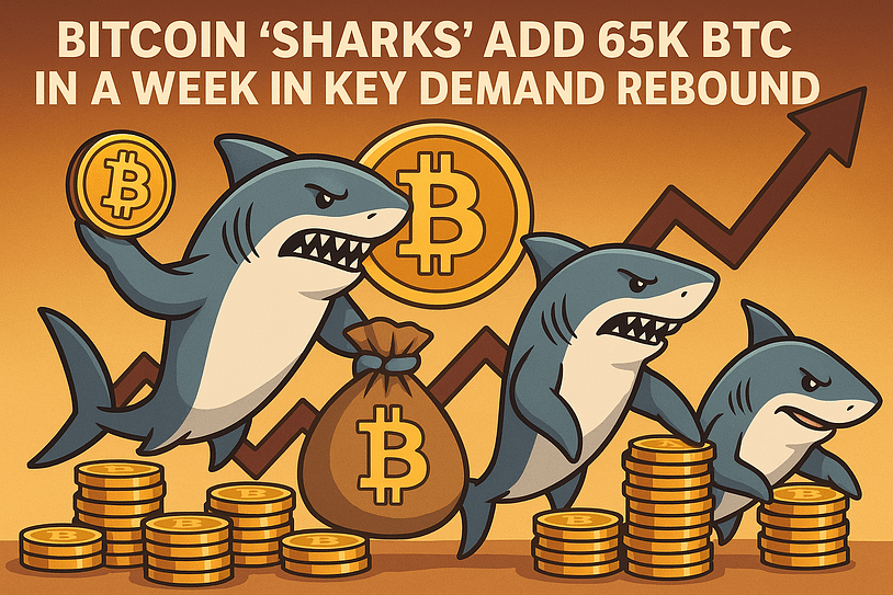 Bitcoin ‘Sharks’ Add 65K BTC in a Week in Key Demand Rebound